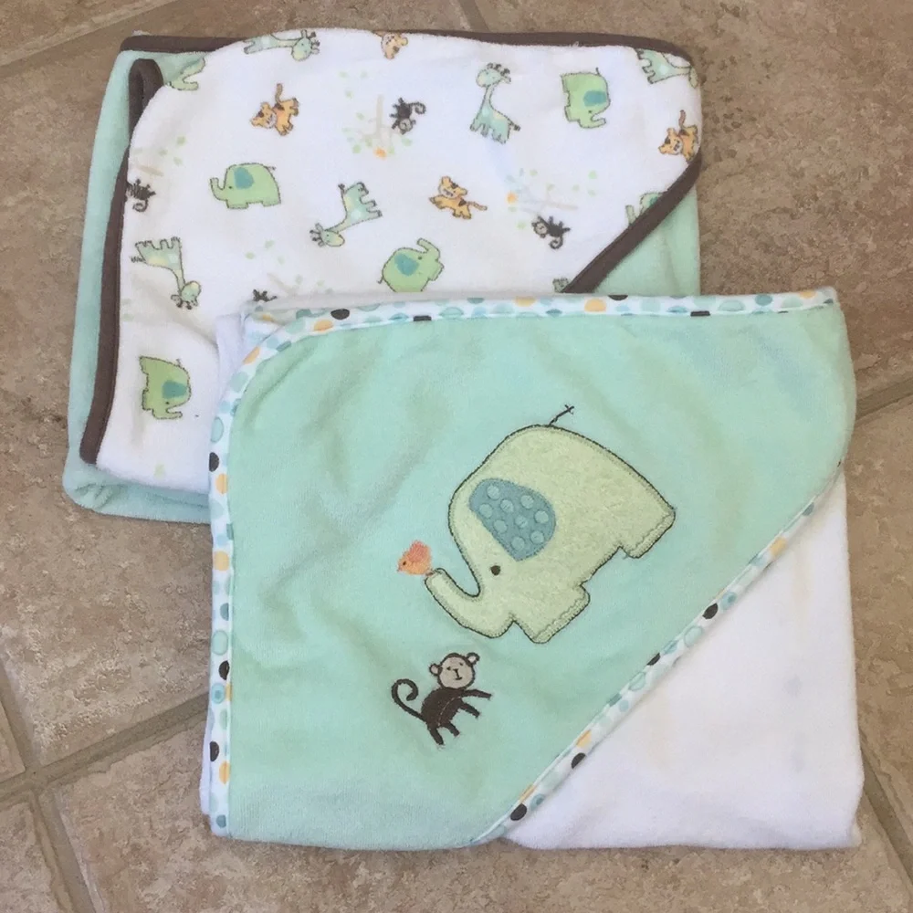 First Moments French Terry Hooded Bath Towels